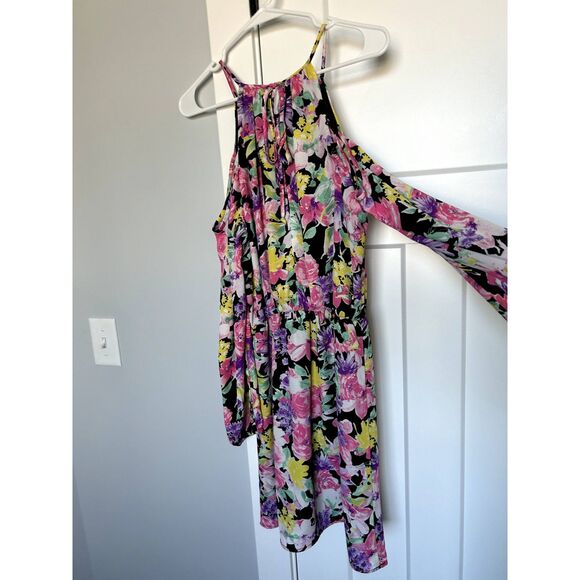 Charles Henry Cold Shoulder Dress Pink Floral Print Size Small Dress Tunic Small - Picture 3 of 7